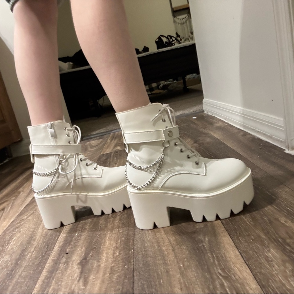 Women's White Platform Boots